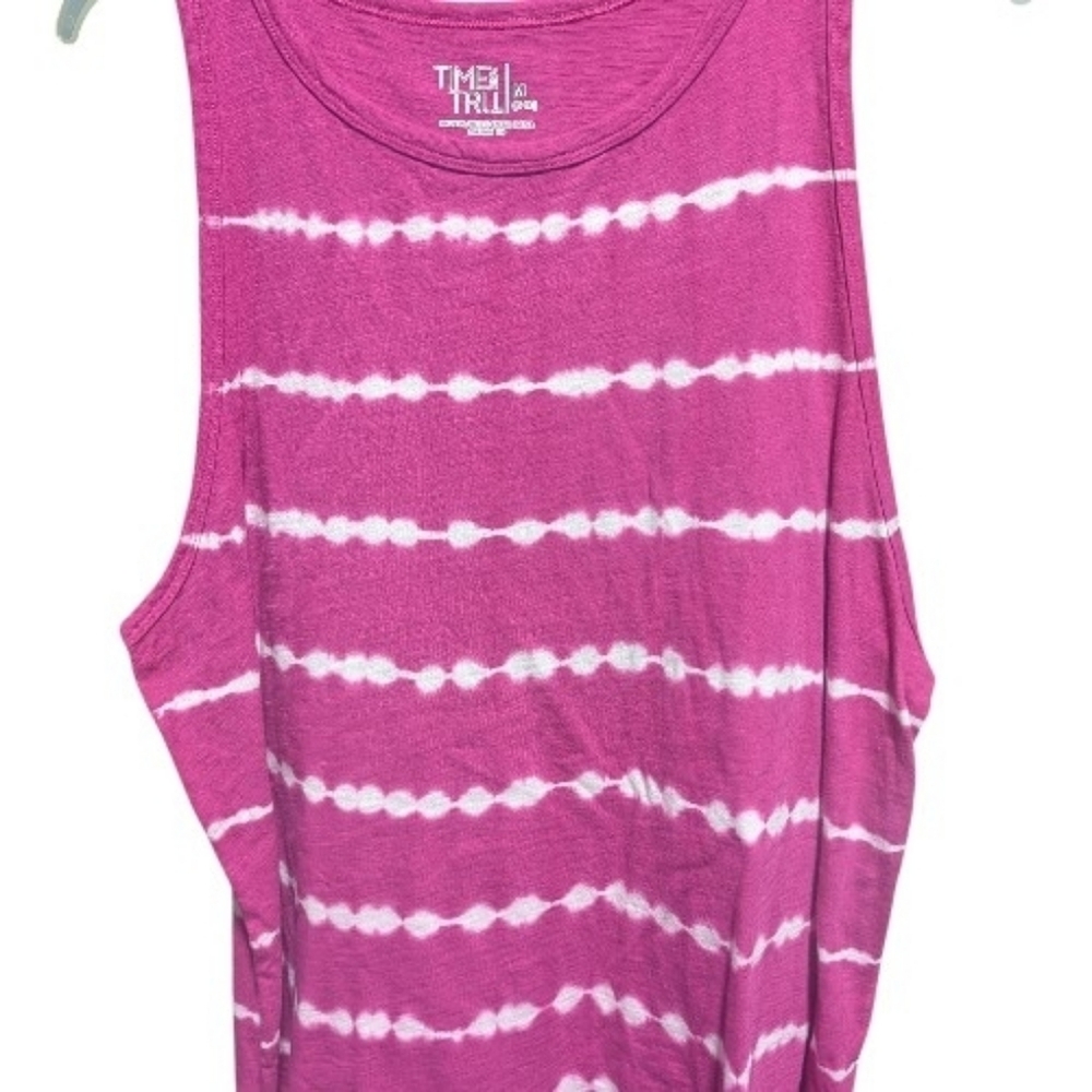Time And Tru women's Tank Top pink white stripe size Medium (8-10) W-299